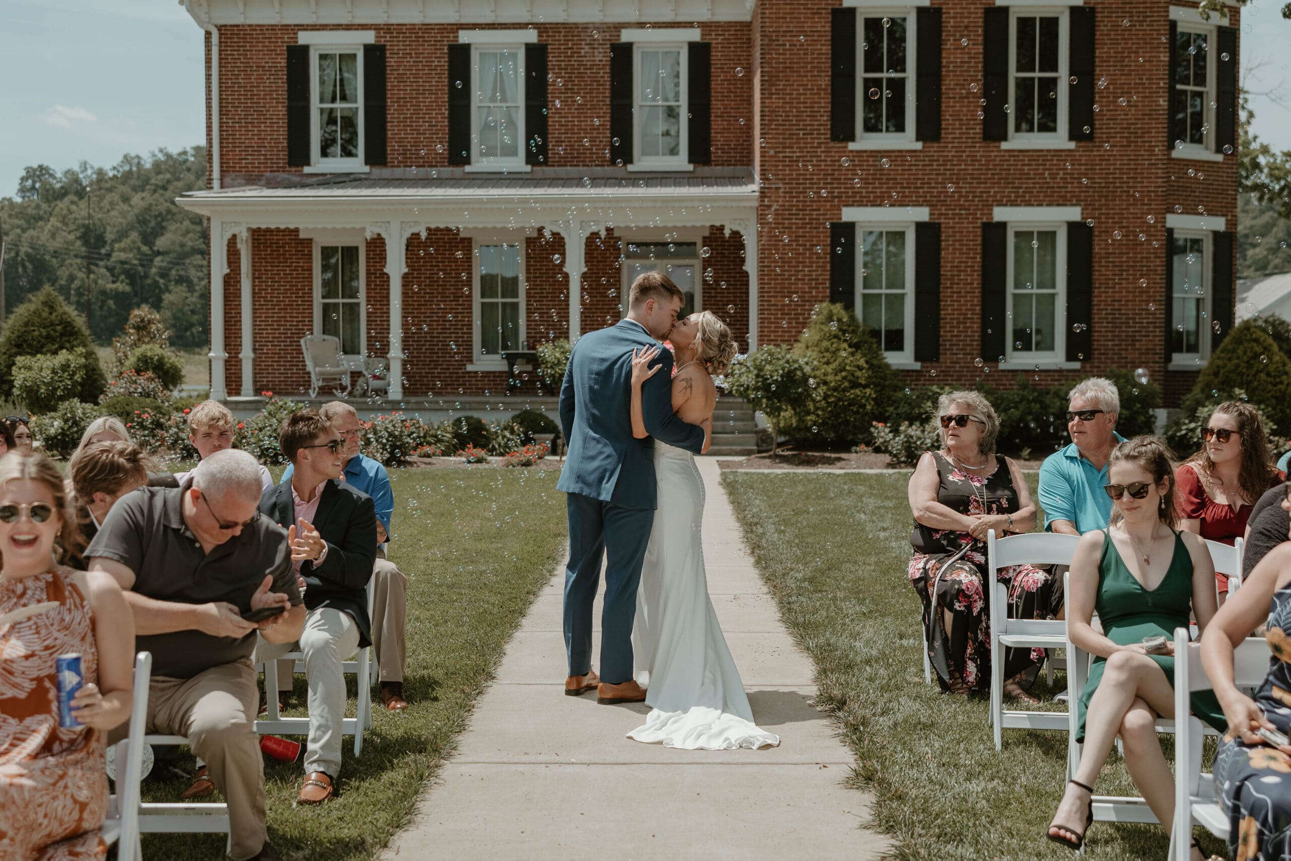 WV Wedding Couple first kiss